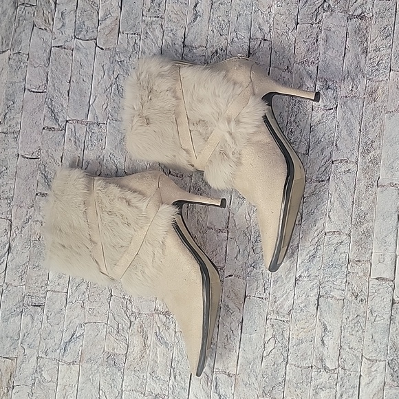 Pierre Dumas 3 Inch Heel Boots with Faux Fur Cream - Picture 5 of 12
